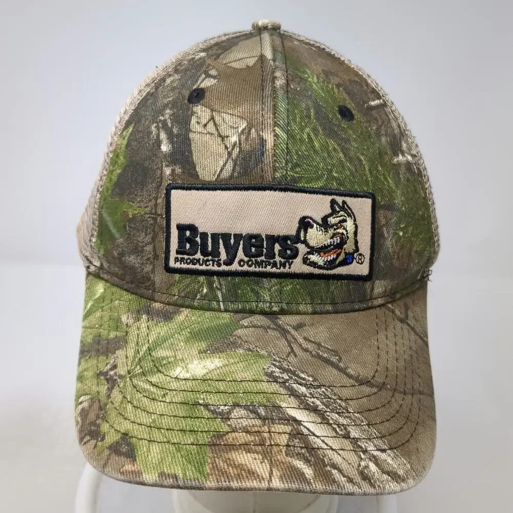 Buyers Products Company Trucker Hat Green OSFM Camo Mesh Snapback Dog Logo Patch